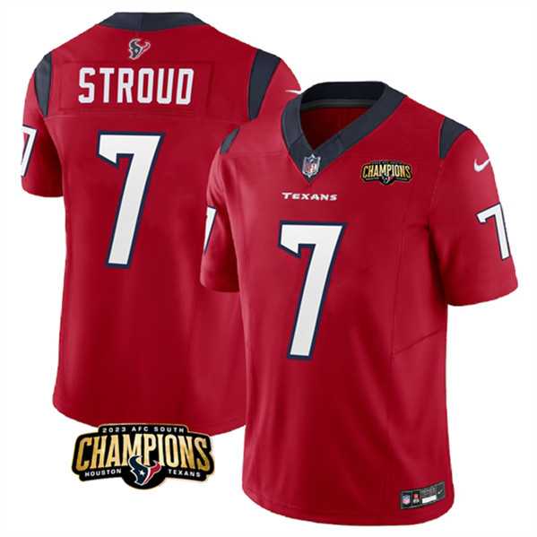 Men & Women & Youth Houston Texans #7 C.J. Stroud Red 2023 F.U.S.E. AFC South Champions Patch Vapor Untouchable Limited Stitched Jersey